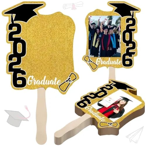 🎓Class of 2026 Graduation Fan Set (24 Pack) — Double-Sided Photo Props with Handles