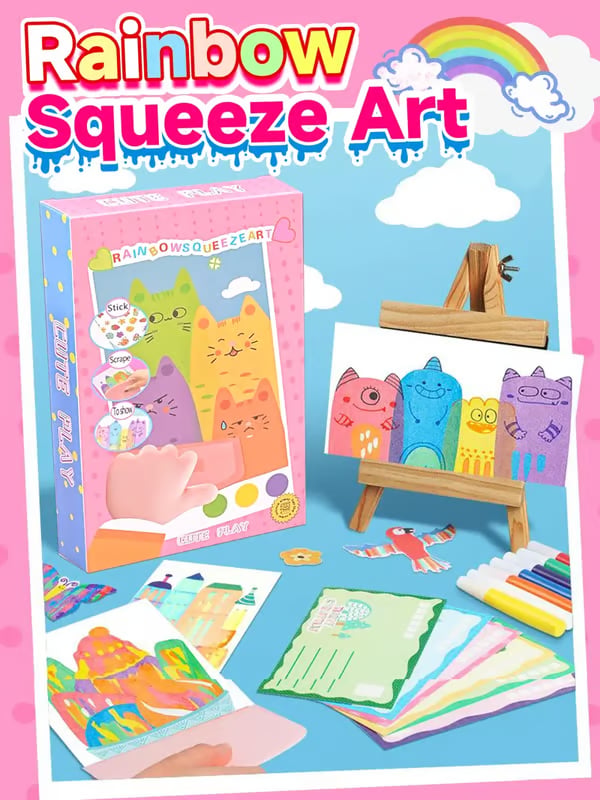 🌈Rainbow Squeeze Art Kit: The Most Satisfying DIY Scrape Art Set for Kids! ✨