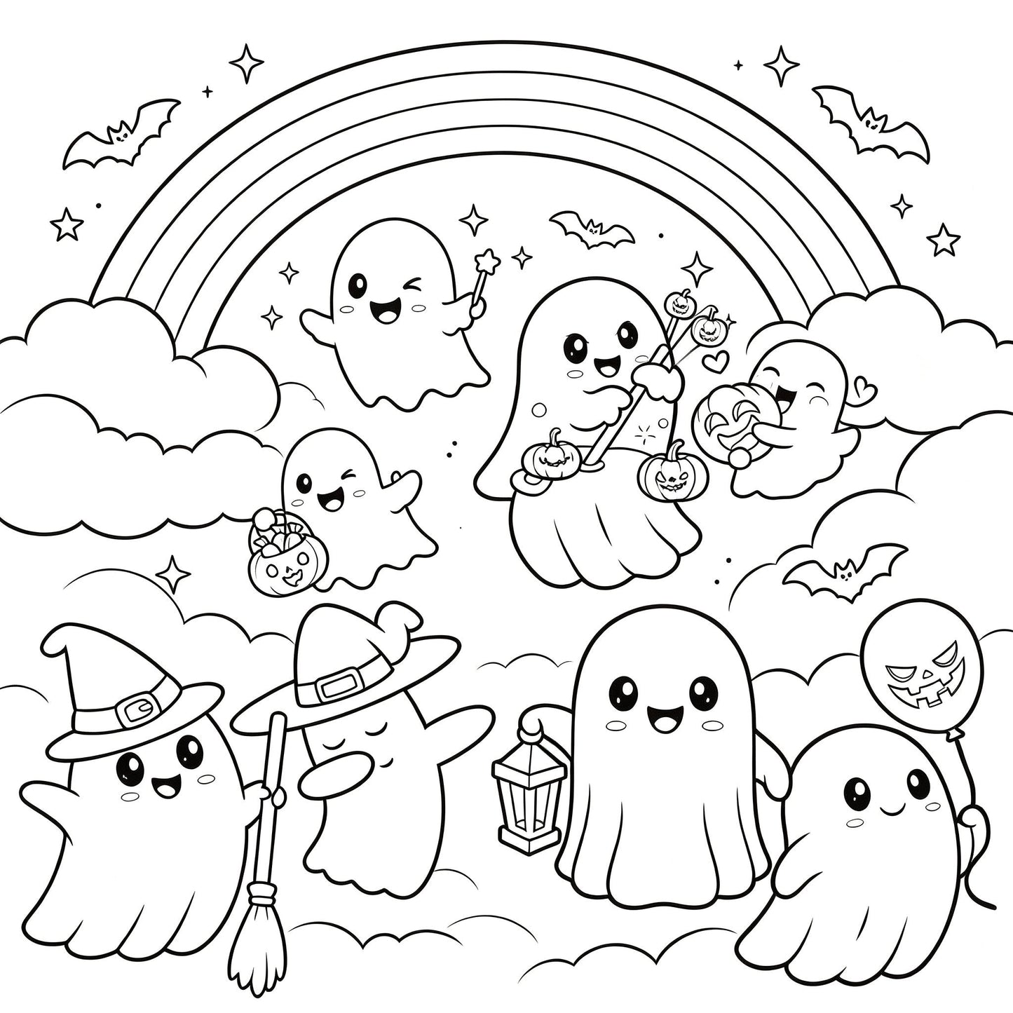 👻🎨Spooky & Cute Bold and Easy Coloring Book – A Whimsical Halloween Adventure (✨Hardcover)