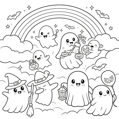 👻🎨Spooky & Cute Bold and Easy Coloring Book – A Whimsical Halloween Adventure (✨Hardcover)