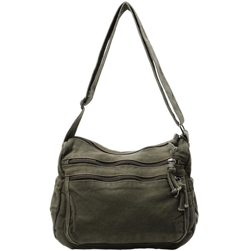 Multi-Pocket Canvas Crossbody Bag for Daily Travel
