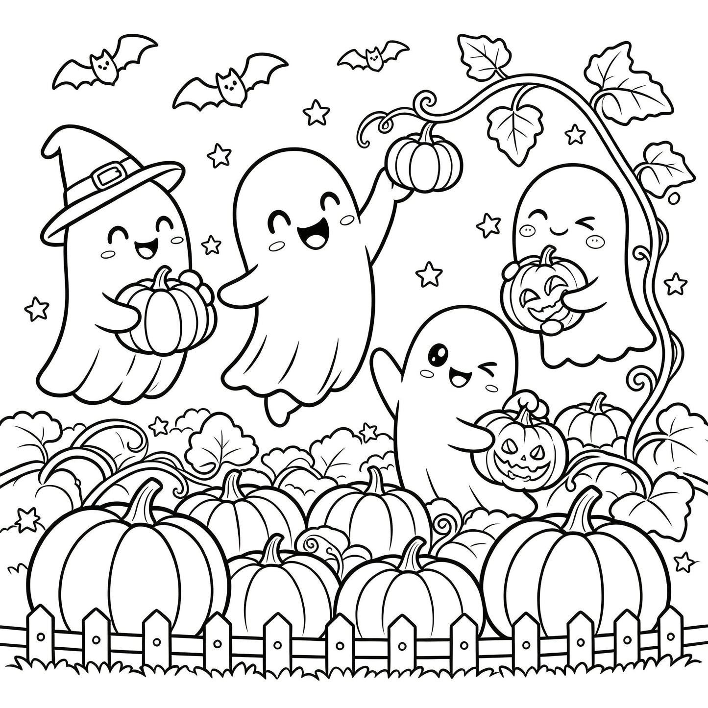 👻🎨Spooky & Cute Bold and Easy Coloring Book – A Whimsical Halloween Adventure (✨Hardcover)