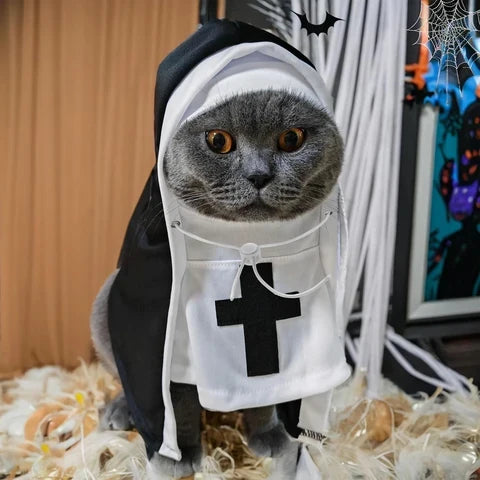 Pet Nun Costume – Funny Halloween Outfit for Dogs & Cats