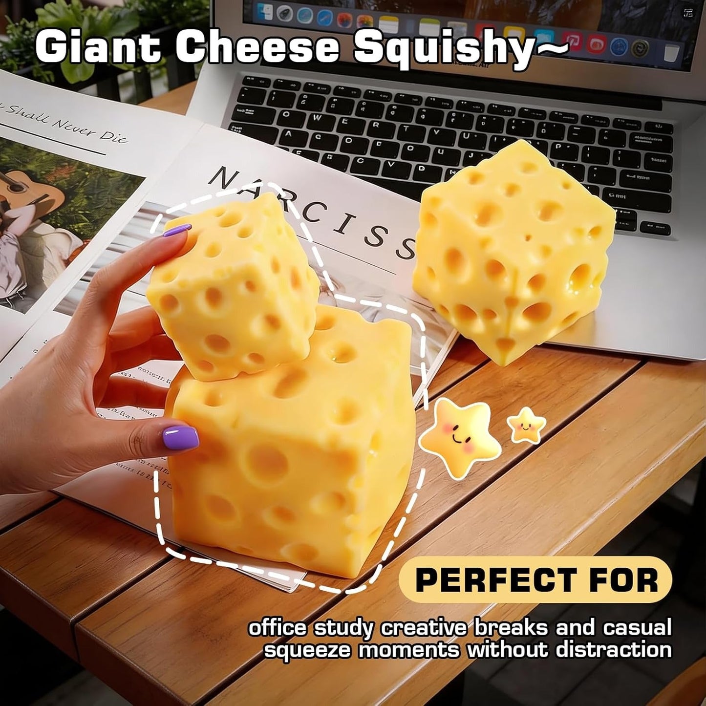 Slow Rise Squishy Cheese Block – Ultra Soft Stress Relief Fidget Toy