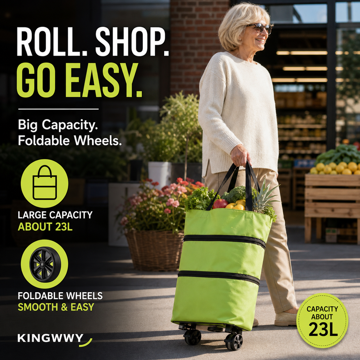 🔥HOT SALE 50% OFF🔥2-in-1 Foldable Shopping Cart Bag with Wheels – Reusable Rolling Grocery Tote