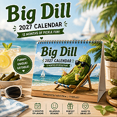 Big Dill™ 2027 Funny Pickle Desk Calendar | Original Artwork by Isabel Kline | TYIIMAX™