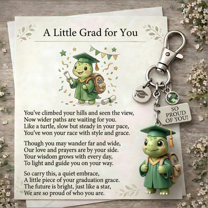 "Slow, Steady & So Proud!" 🐢 The Little Turtle Graduate Keychain & Keepsake Poem Card Set 🎓(2D Acrylic)