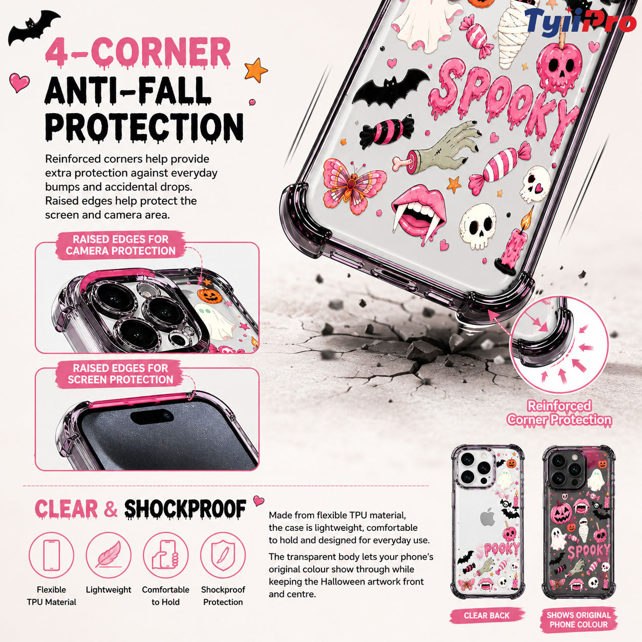 🎃TYIIMAX™ Halloween Candy Ghost Phone Case – Cute Pumpkin & Ghost Design, Shockproof Magnetic Case
