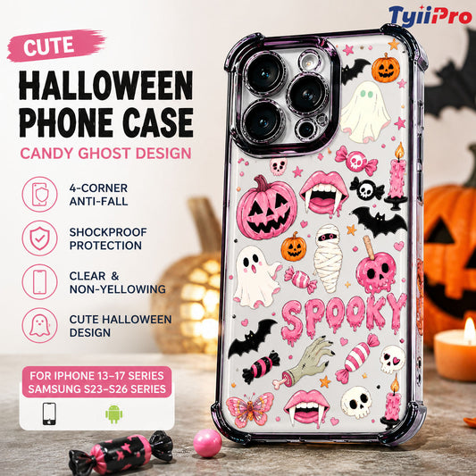 🎃TYIIMAX™ Halloween Candy Ghost Phone Case – Cute Pumpkin & Ghost Design, Shockproof Magnetic Case
