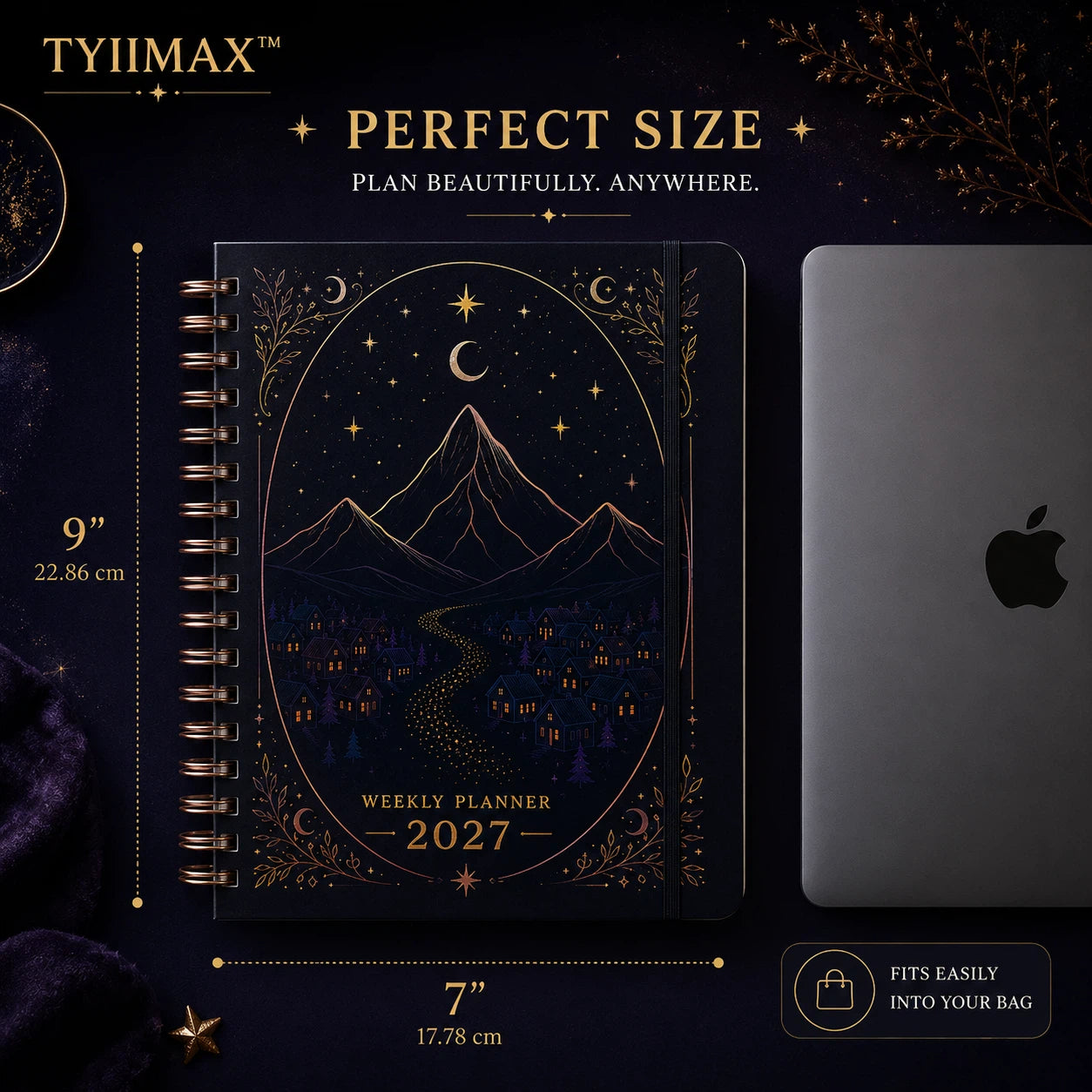 🖤 Fantasy Weekly Planner 2027 – Hardcover Monthly & Weekly Organizer with Stickers, Pocket & Bookmark