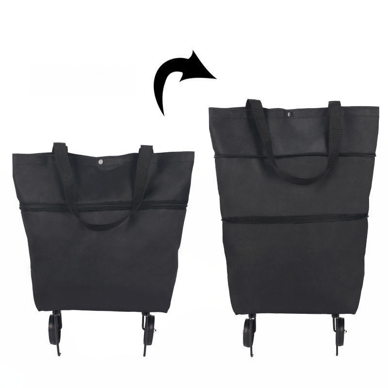 🔥HOT SALE 50% OFF🔥2-in-1 Foldable Shopping Cart Bag with Wheels – Reusable Rolling Grocery Tote