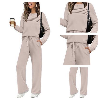 ✨Women's 2026  Casual Crew Neck Top & Drawstring Pants Set🔥