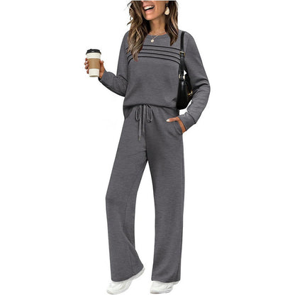 ✨Women's 2026  Casual Crew Neck Top & Drawstring Pants Set🔥