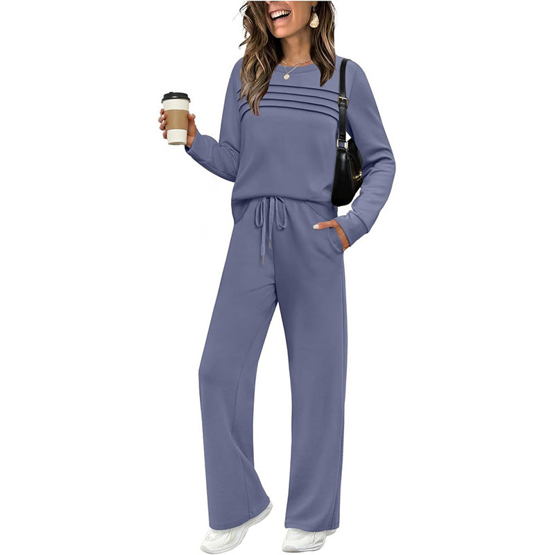 ✨Women's 2026  Casual Crew Neck Top & Drawstring Pants Set🔥