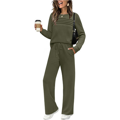 ✨Women's 2026  Casual Crew Neck Top & Drawstring Pants Set🔥