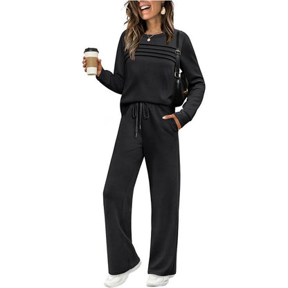 ✨Women's 2026  Casual Crew Neck Top & Drawstring Pants Set🔥