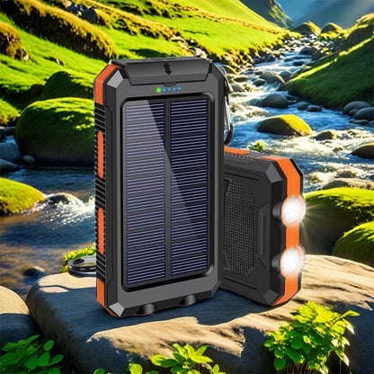 🔦 Portable Solar Power Bank – Solar Charging, Dual LED Lights, Outdoor Ready ✨