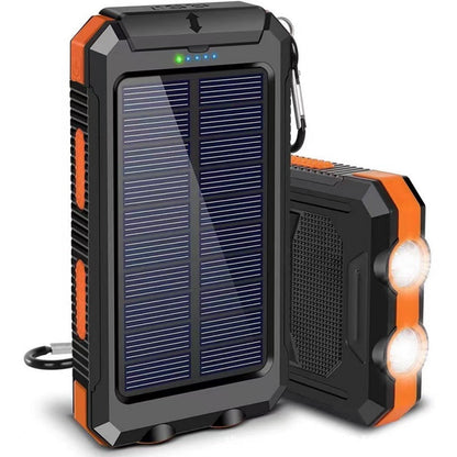 🔦 Portable Solar Power Bank – Solar Charging, Dual LED Lights, Outdoor Ready ✨
