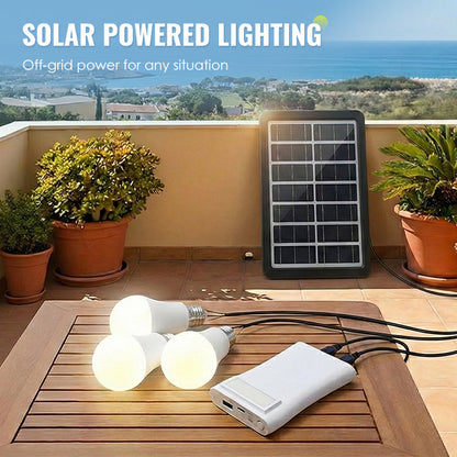 Solar Powered LED Lighting System with 3 Bulbs
