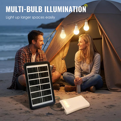Solar Powered LED Lighting System with 3 Bulbs