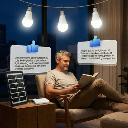 Solar Powered LED Lighting System with 3 Bulbs
