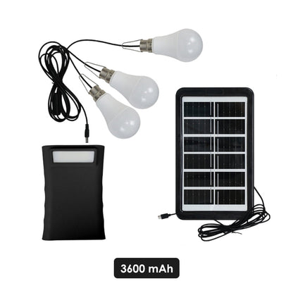 Solar Powered LED Lighting System with 3 Bulbs