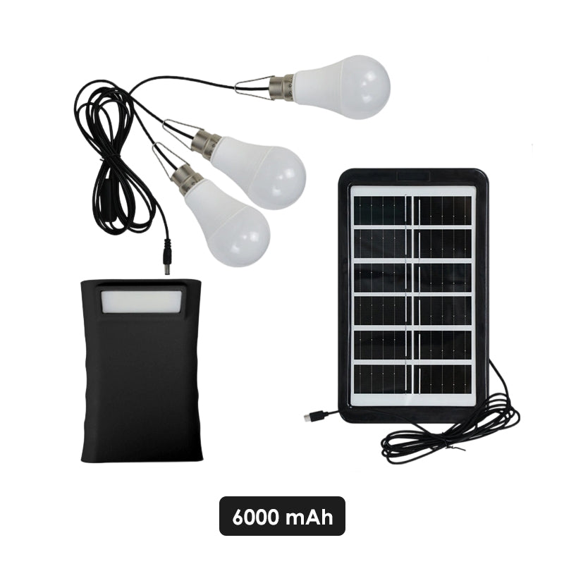 Solar Powered LED Lighting System with 3 Bulbs