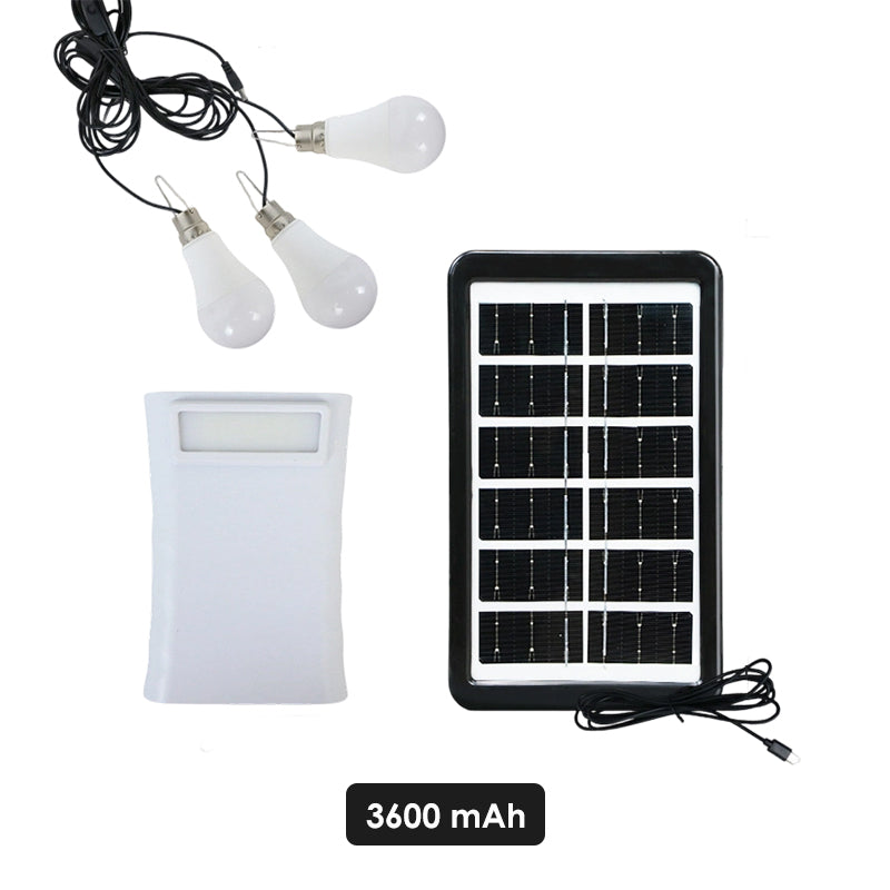 Solar Powered LED Lighting System with 3 Bulbs