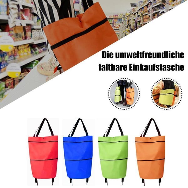 🔥HOT SALE 50% OFF🔥2-in-1 Foldable Shopping Cart Bag with Wheels – Reusable Rolling Grocery Tote
