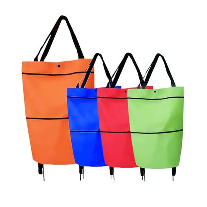🔥HOT SALE 50% OFF🔥2-in-1 Foldable Shopping Cart Bag with Wheels – Reusable Rolling Grocery Tote
