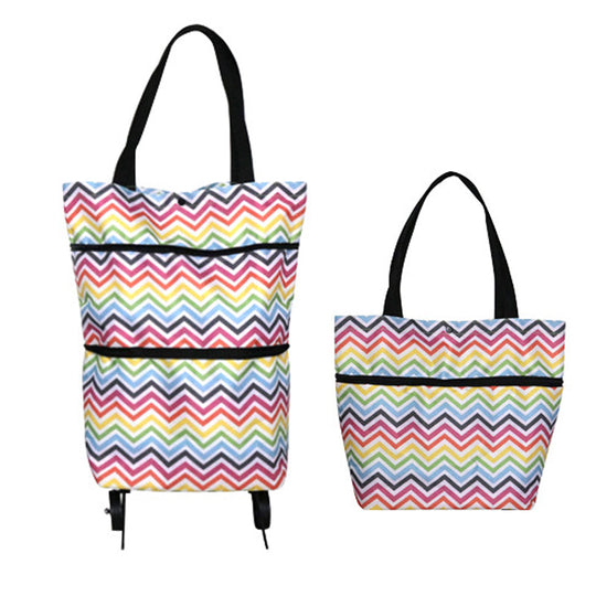 🔥HOT SALE 50% OFF🔥2-in-1 Foldable Shopping Cart Bag with Wheels – Reusable Rolling Grocery Tote
