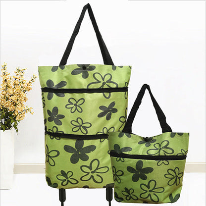 🔥HOT SALE 50% OFF🔥2-in-1 Foldable Shopping Cart Bag with Wheels – Reusable Rolling Grocery Tote