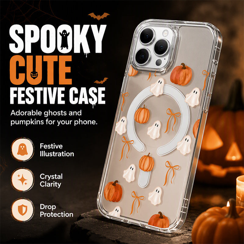 🎃TYIIMAX™ Halloween Candy Ghost Phone Case – Cute Pumpkin & Ghost Design, Shockproof Magnetic Case