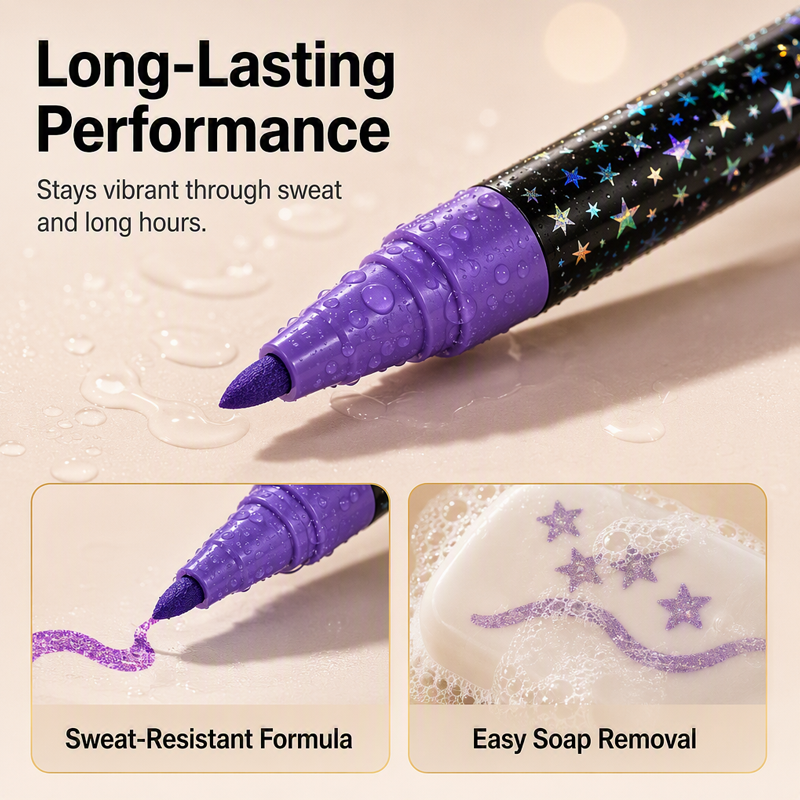 24-Color Face & Body Glitter Marker Set with Dual Tips