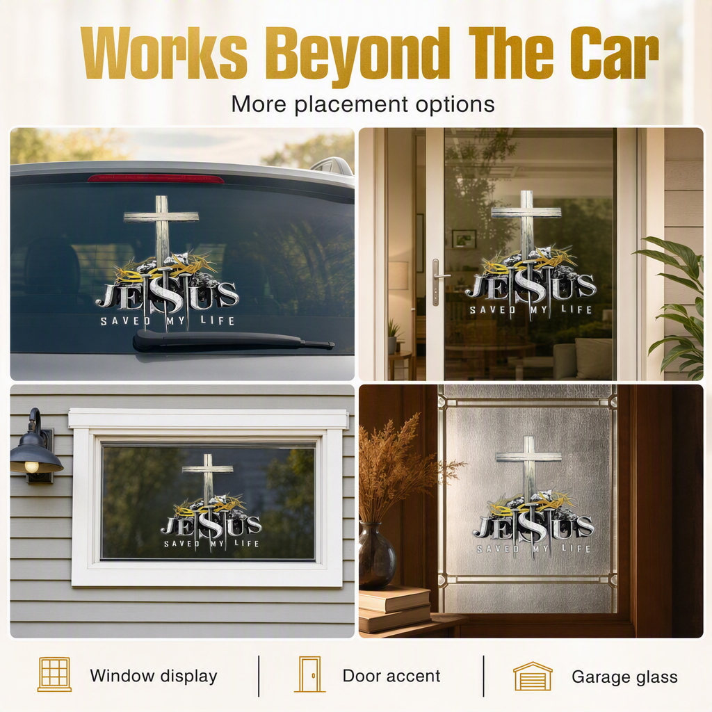Waterproof Christian Cross Car Vinyl Sticker(2PCS)