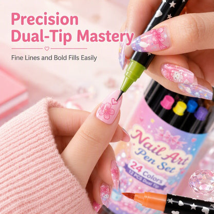 🌈24 Colors Dual Ended Nail Art Pens Set