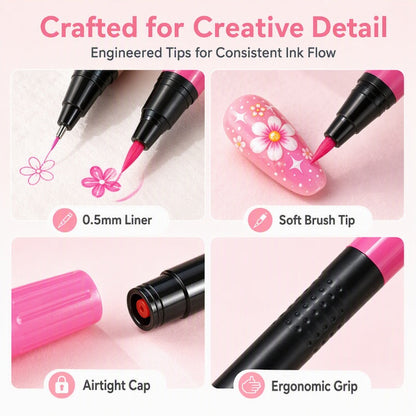 🌈24 Colors Dual Ended Nail Art Pens Set