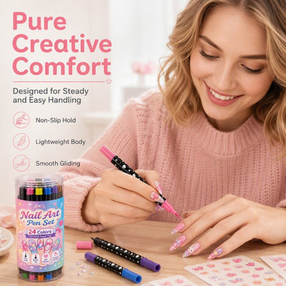 🌈24 Colors Dual Ended Nail Art Pens Set