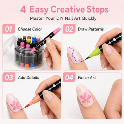 🌈24 Colors Dual Ended Nail Art Pens Set