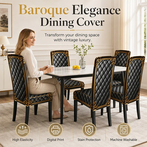 🎁Washable Baroque Chair Cover — Stretch Fit, Royal Gold Pattern