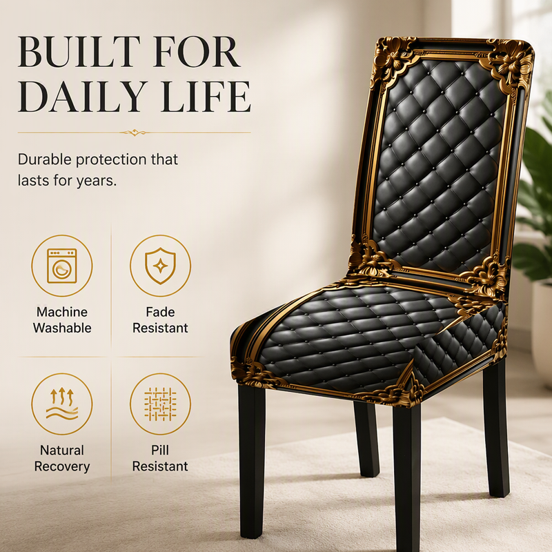 🎁Washable Baroque Chair Cover — Stretch Fit, Royal Gold Pattern