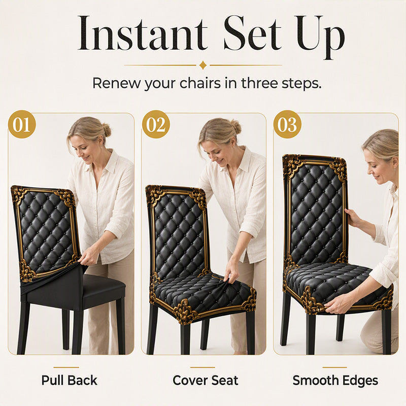 🎁Washable Baroque Chair Cover — Stretch Fit, Royal Gold Pattern