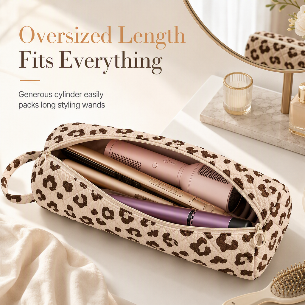🔥Portable Quilted Travel Storage Bag with Handle for Hair Dryer Curling Iron and Hair Straightener🐆