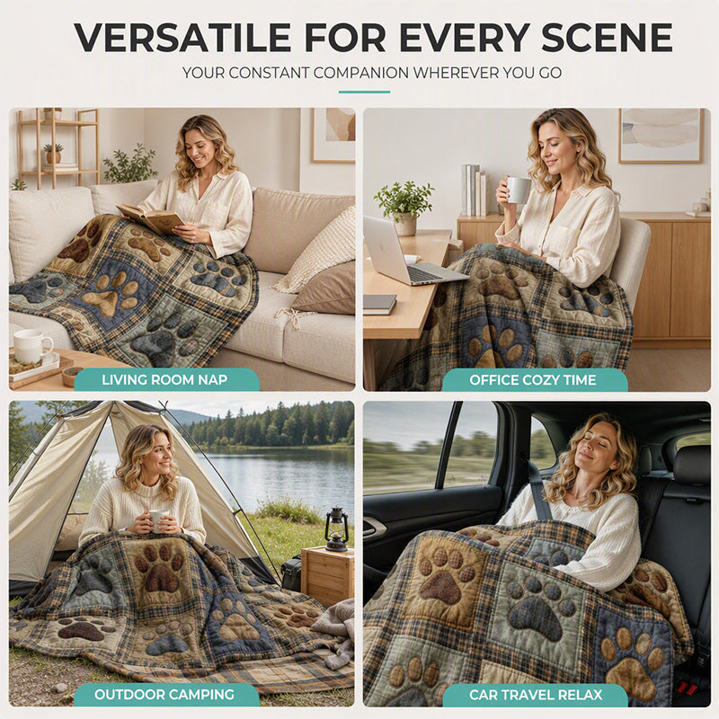 🐶🐾Cute Paw Print Soft Flannel Blanket – Snuggly, Warm, Lovely Home Decor 🛌