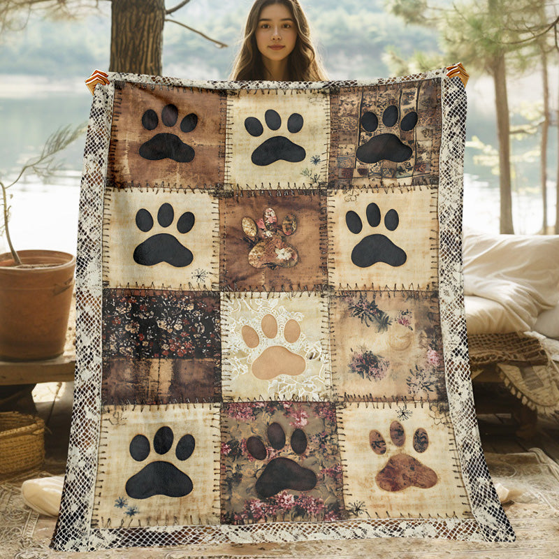 🐶🐾Cute Paw Print Soft Flannel Blanket – Snuggly, Warm, Lovely Home Decor 🛌