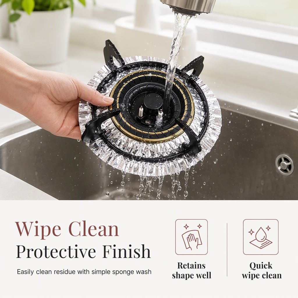 10-Pack Heavy-Duty Foil Gas Stove Burner Liners – Keep Your Hob Clean & Protected with Deep Well Spill Capture 🍳