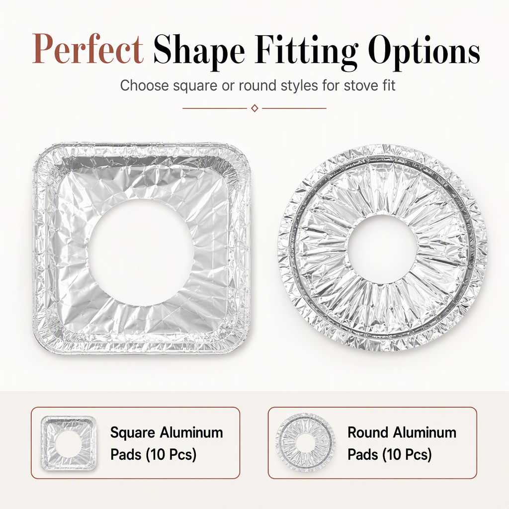 10-Pack Heavy-Duty Foil Gas Stove Burner Liners – Keep Your Hob Clean & Protected with Deep Well Spill Capture 🍳