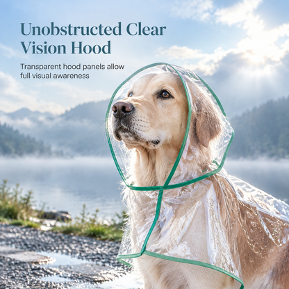 🌧️🐾 Transparent Waterproof Dog Raincoat – Clear Hood, Adjustable Fit, Multi-size 🐶