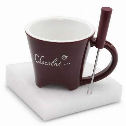 🍪Ceramic Chocolate and Cheese Fondue Melter Mug with Fork☕