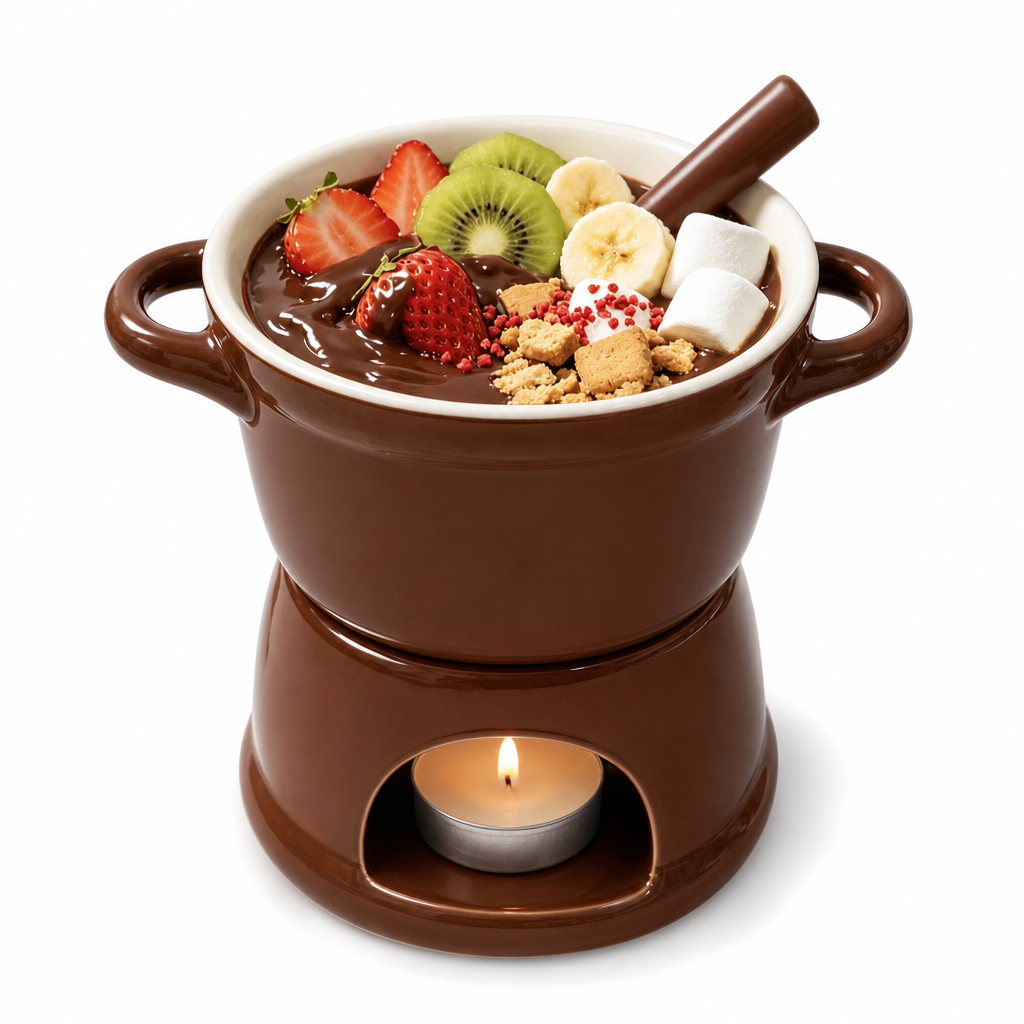 🍪Ceramic Chocolate and Cheese Fondue Melter Mug with Fork☕
